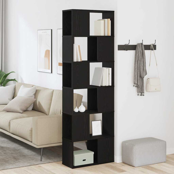 bogreol/rumdeler 60x24x186 cm sort egetræ