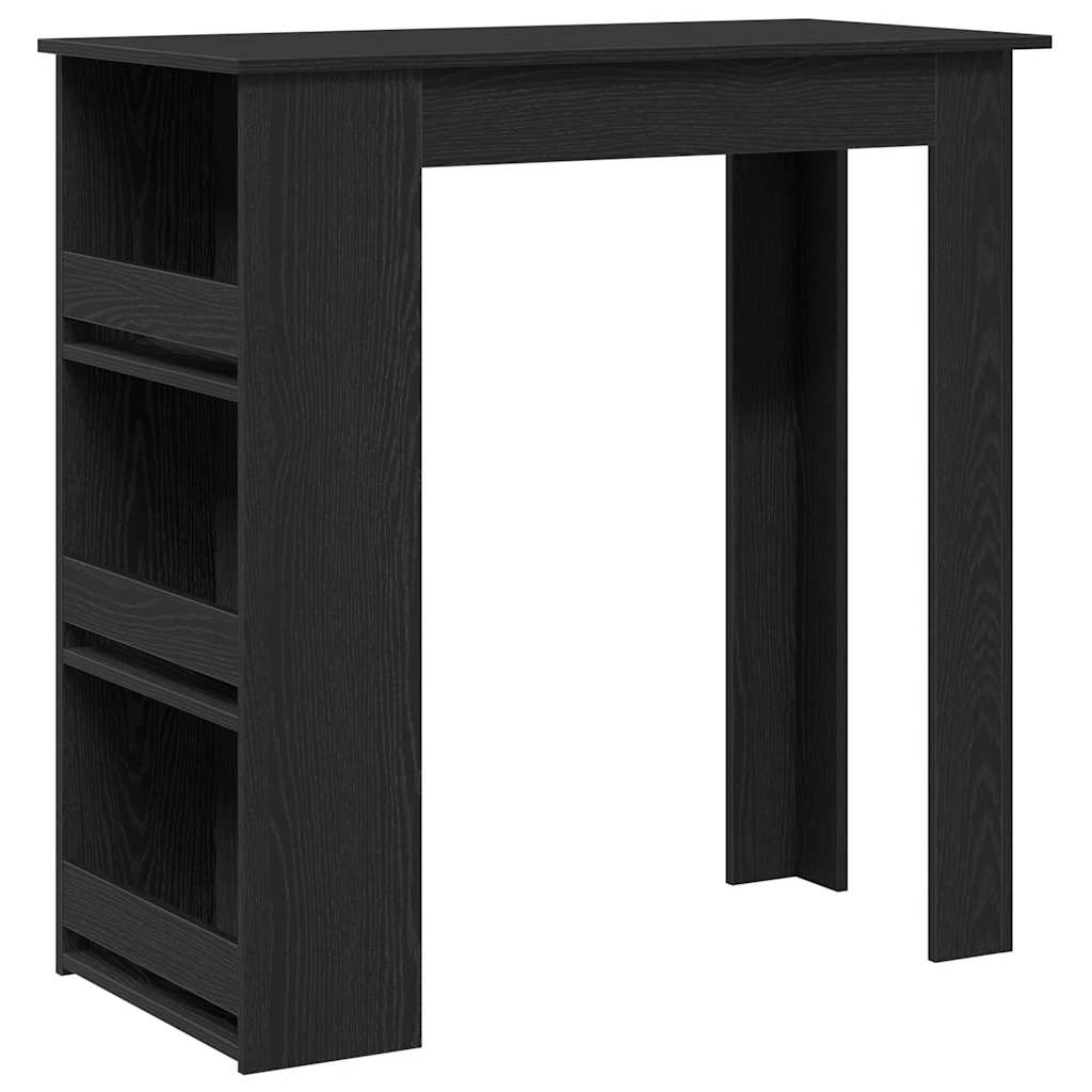 barbord med opbevaringsstativ 102x50x103,5 cm sort egetræsfarve
