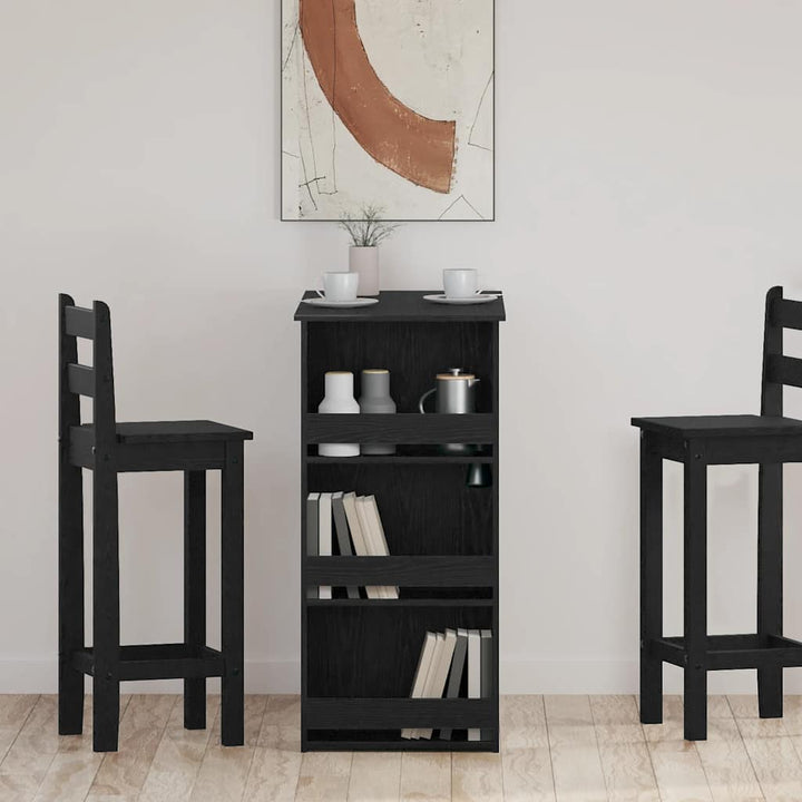 barbord med opbevaringsstativ 102x50x103,5 cm sort egetræsfarve