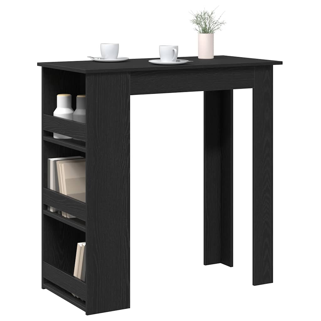 barbord med opbevaringsstativ 102x50x103,5 cm sort egetræsfarve