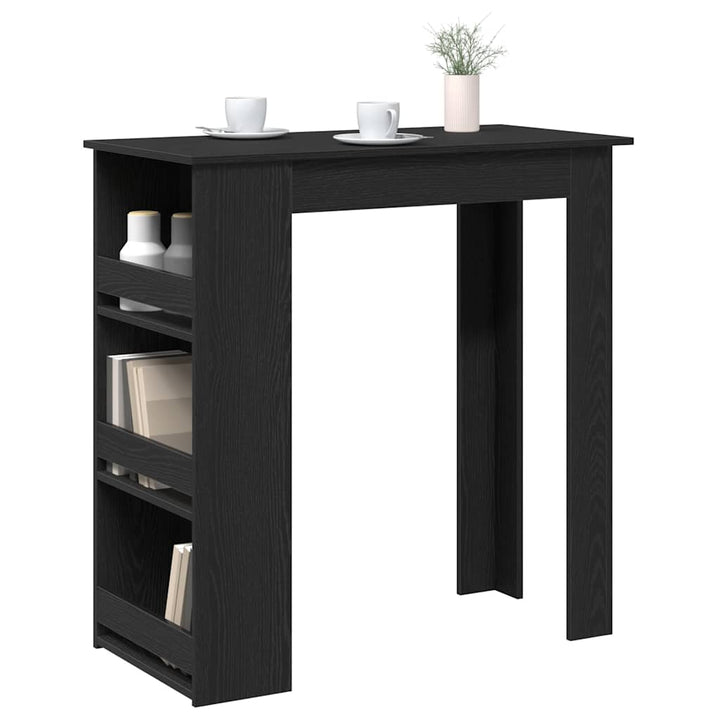 barbord med opbevaringsstativ 102x50x103,5 cm sort egetræsfarve