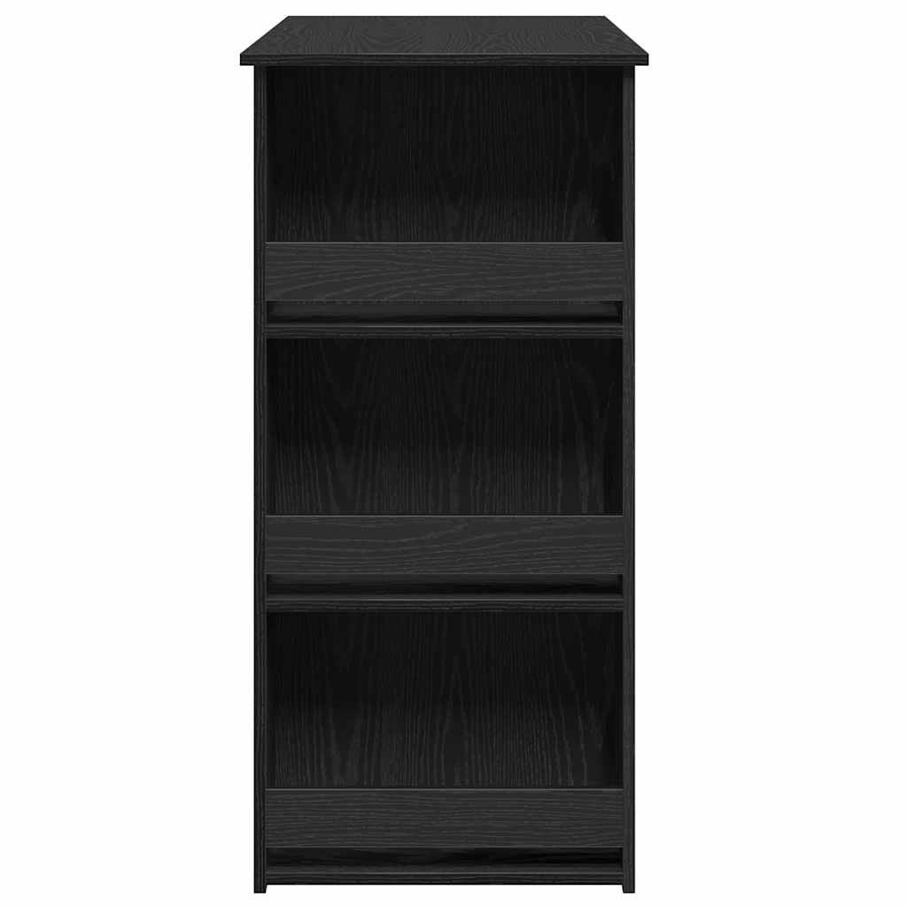 barbord med opbevaringsstativ 102x50x103,5 cm sort egetræsfarve