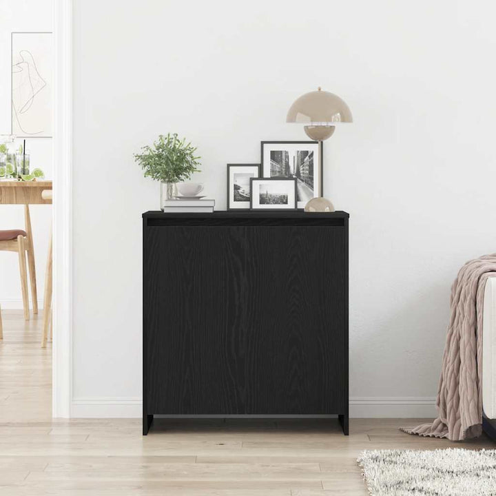 skænk sort egetræ 70x41x75 cm konstrueret træ