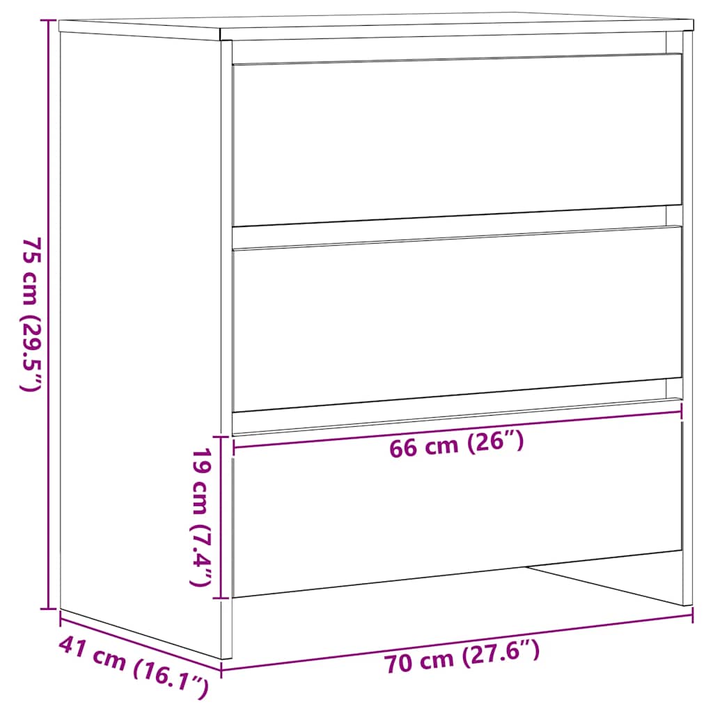 skænk 70x41x75 cm konstrueret træ sort egetræsfarve