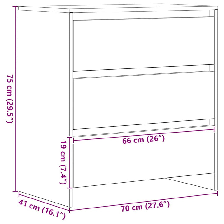 skænk 70x41x75 cm konstrueret træ sort egetræsfarve