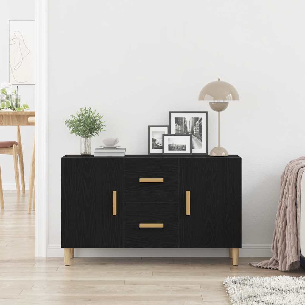 skænk 100x36x60 cm konstrueret træ sort egetræsfarve