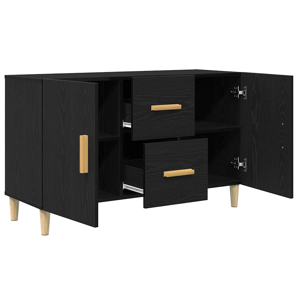 skænk 100x36x60 cm konstrueret træ sort egetræsfarve