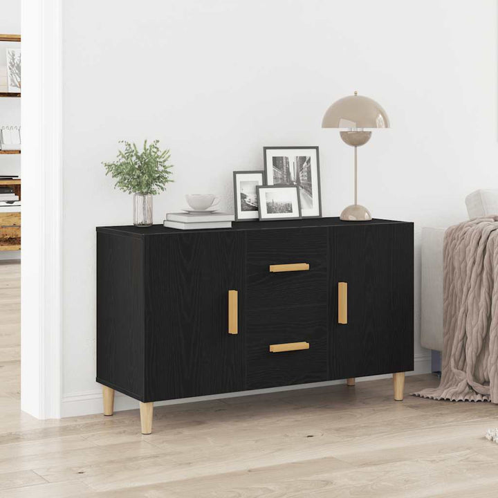 skænk 100x36x60 cm konstrueret træ sort egetræsfarve