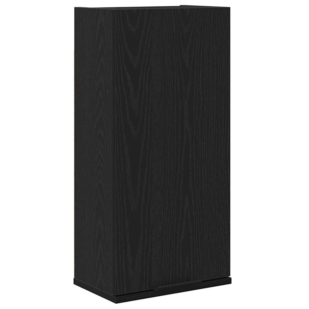 vægmonteret skab sort egetræ 32x20x67 cm konstrueret træ