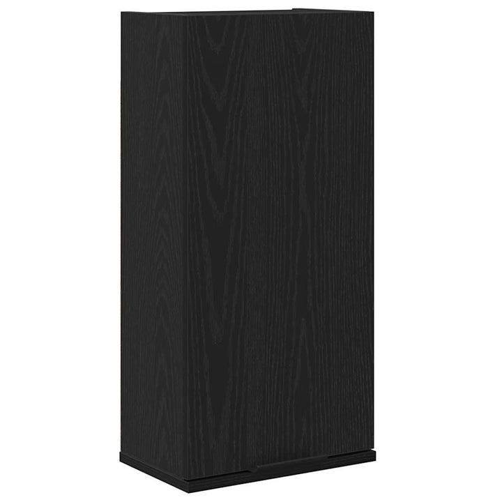 vægmonteret skab sort egetræ 32x20x67 cm konstrueret træ