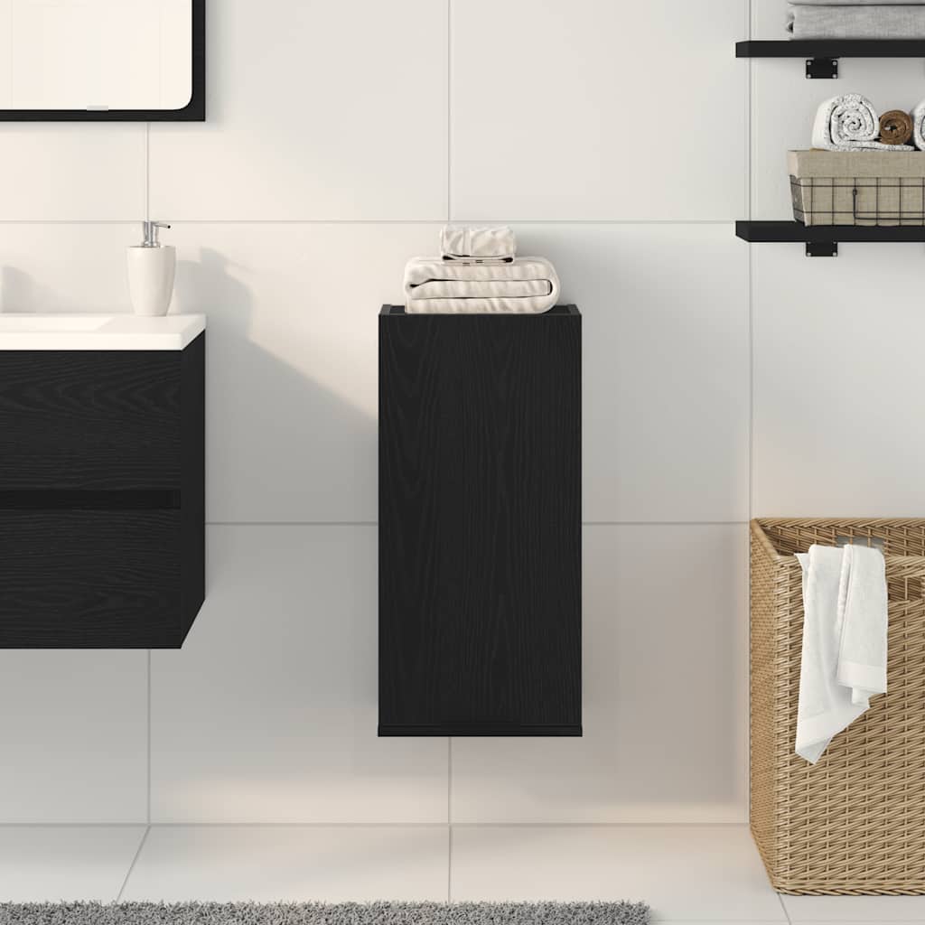 vægmonteret skab sort egetræ 32x20x67 cm konstrueret træ