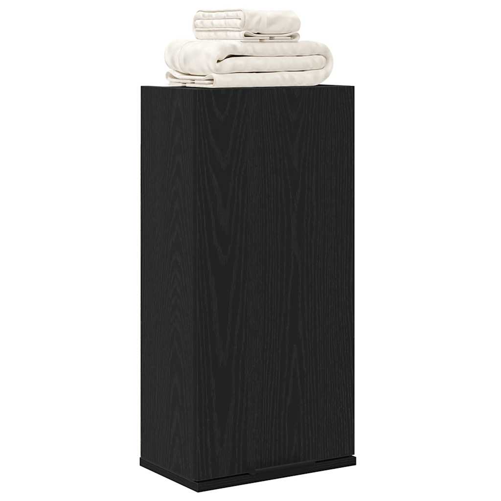 vægmonteret skab sort egetræ 32x20x67 cm konstrueret træ