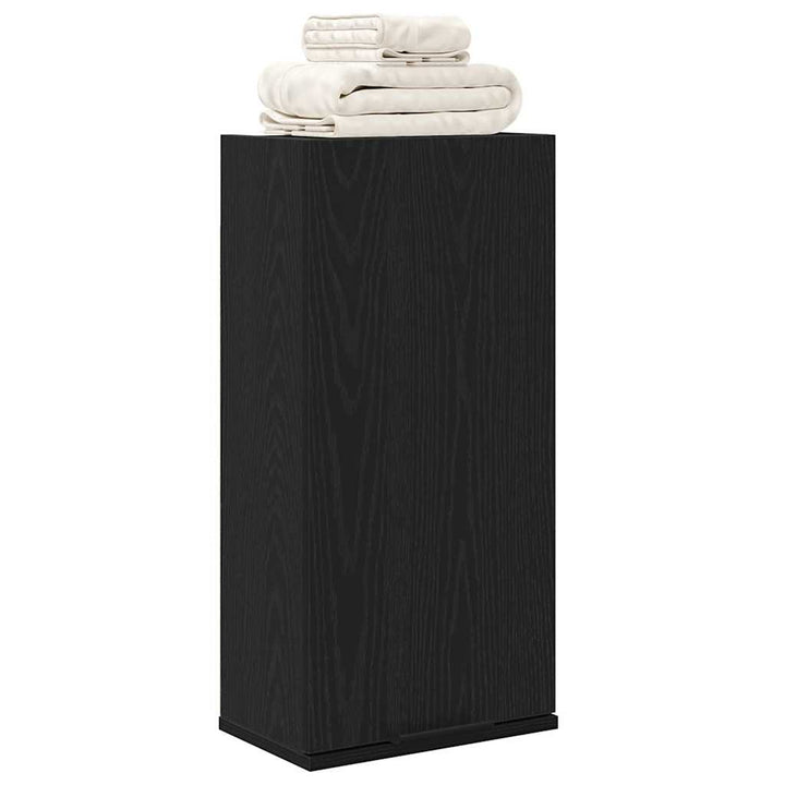 vægmonteret skab sort egetræ 32x20x67 cm konstrueret træ