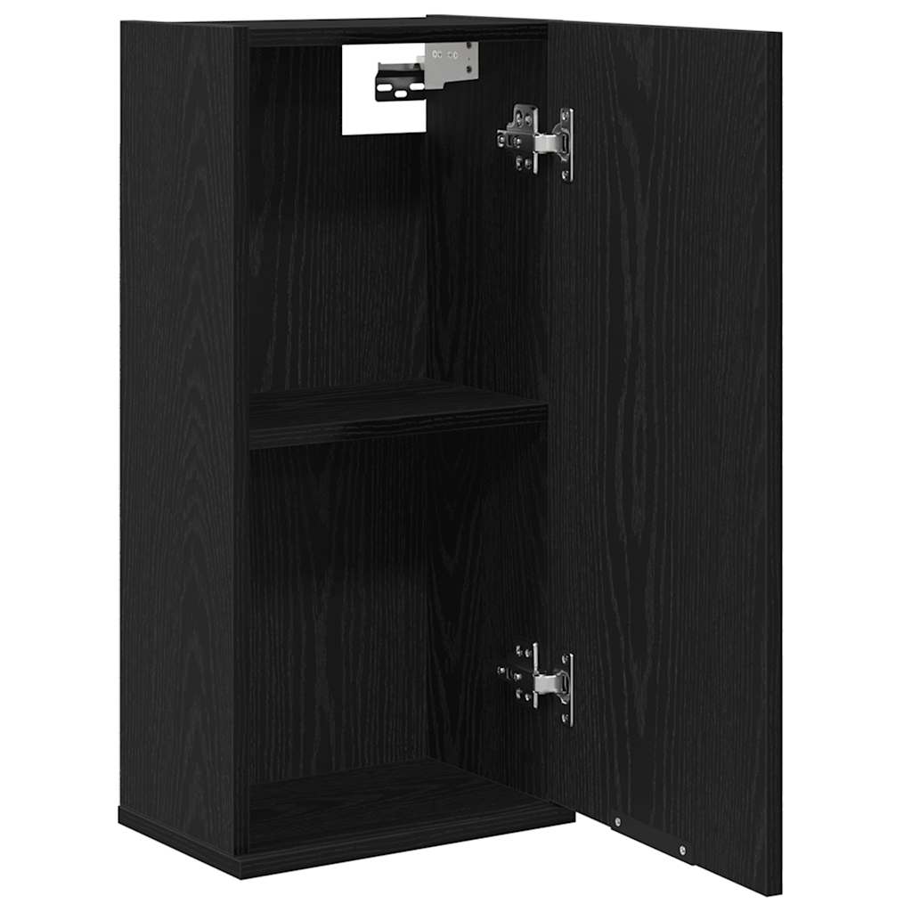 vægmonteret skab sort egetræ 32x20x67 cm konstrueret træ