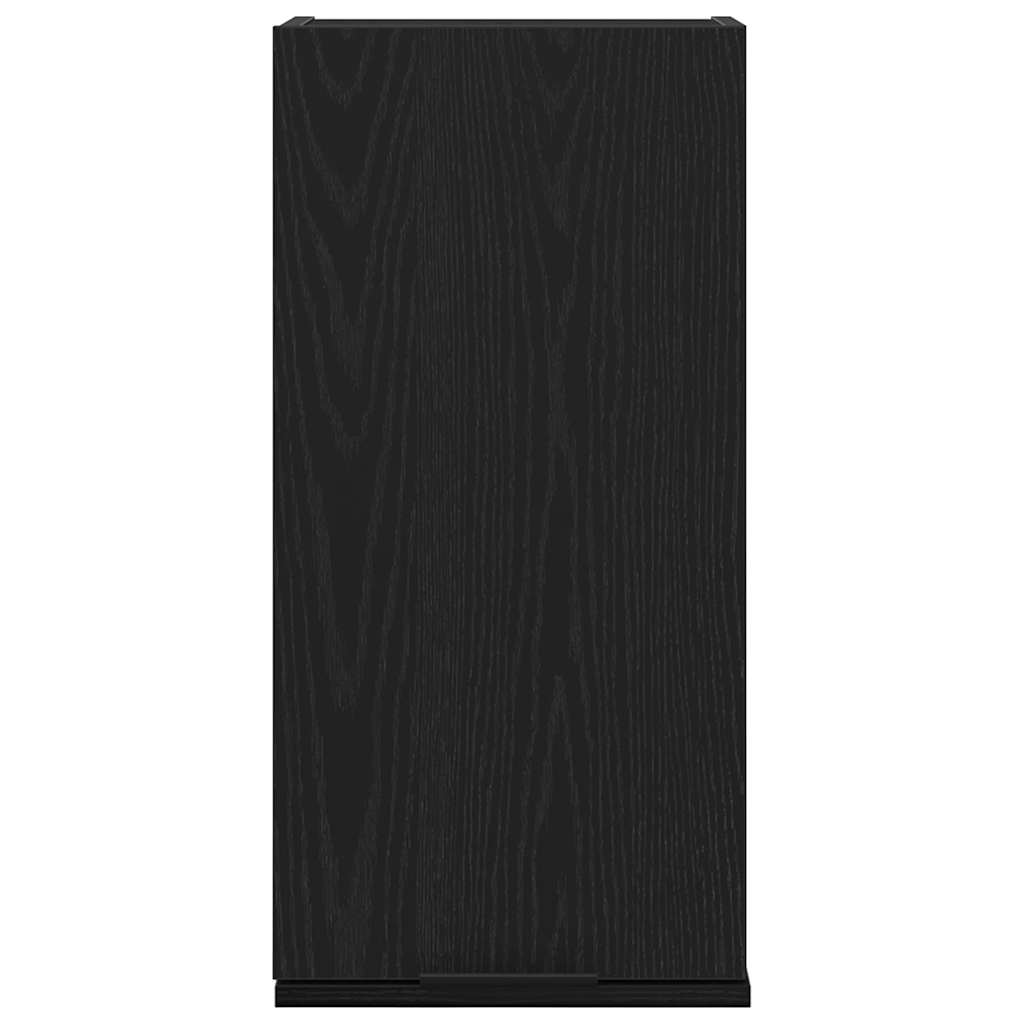 vægmonteret skab sort egetræ 32x20x67 cm konstrueret træ