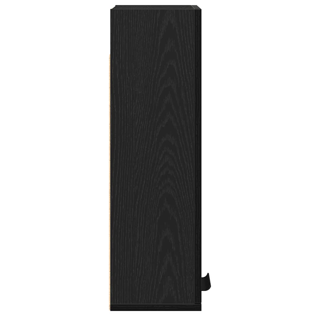 vægmonteret skab sort egetræ 32x20x67 cm konstrueret træ