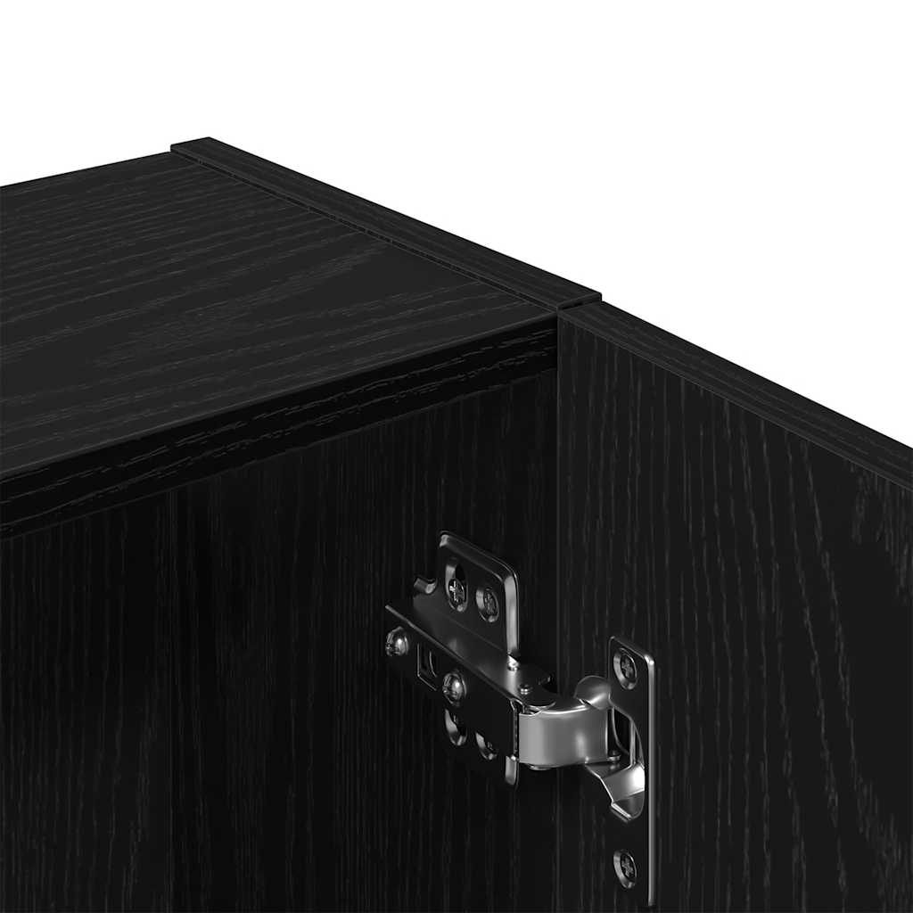 vægmonteret skab sort egetræ 32x20x67 cm konstrueret træ