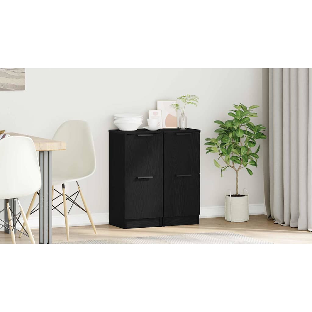 Sideboard 2 pcs Sort eg 30 x 30 x 70 cm Konstrueret træ