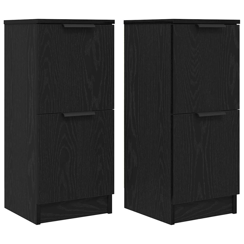 Sideboard 2 pcs Sort eg 30 x 30 x 70 cm Konstrueret træ
