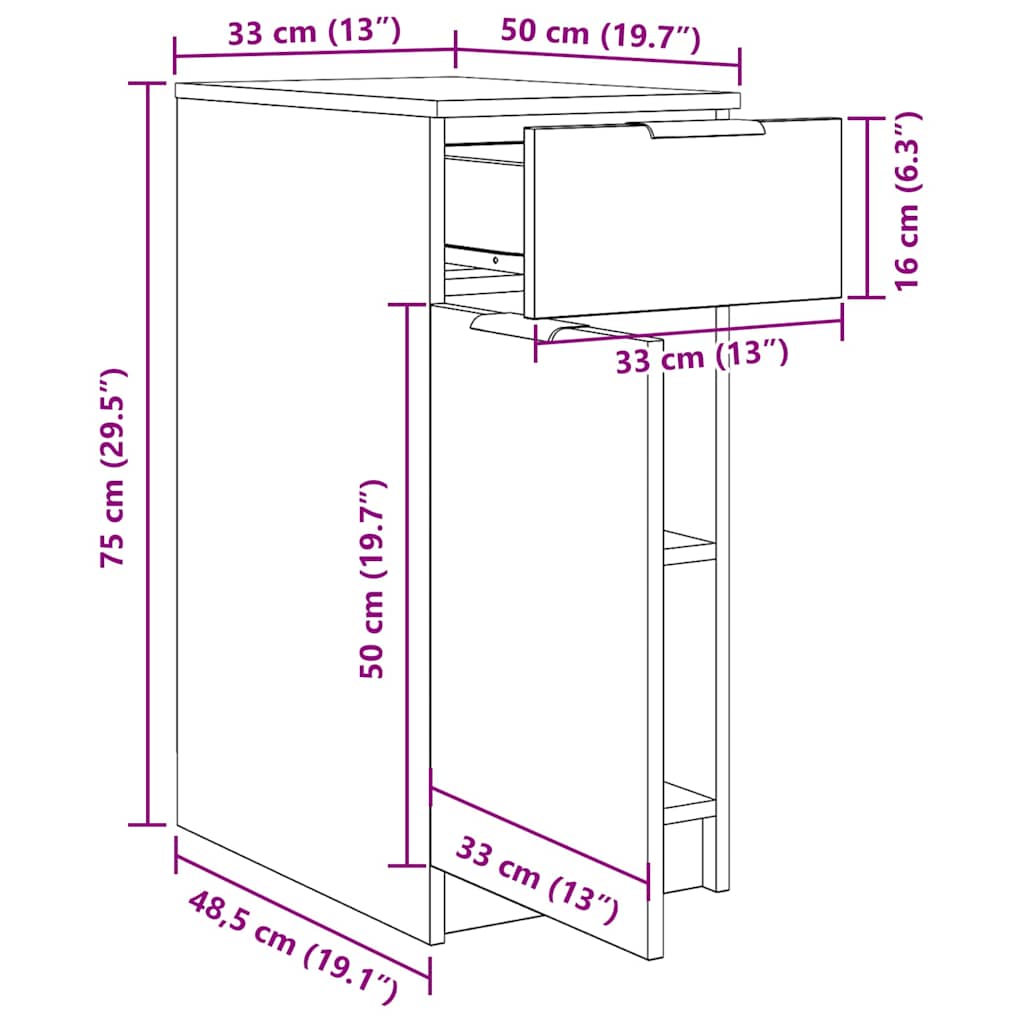 Kontorskab Sort eg 33 x 50 x 75 cm Konstrueret træ
