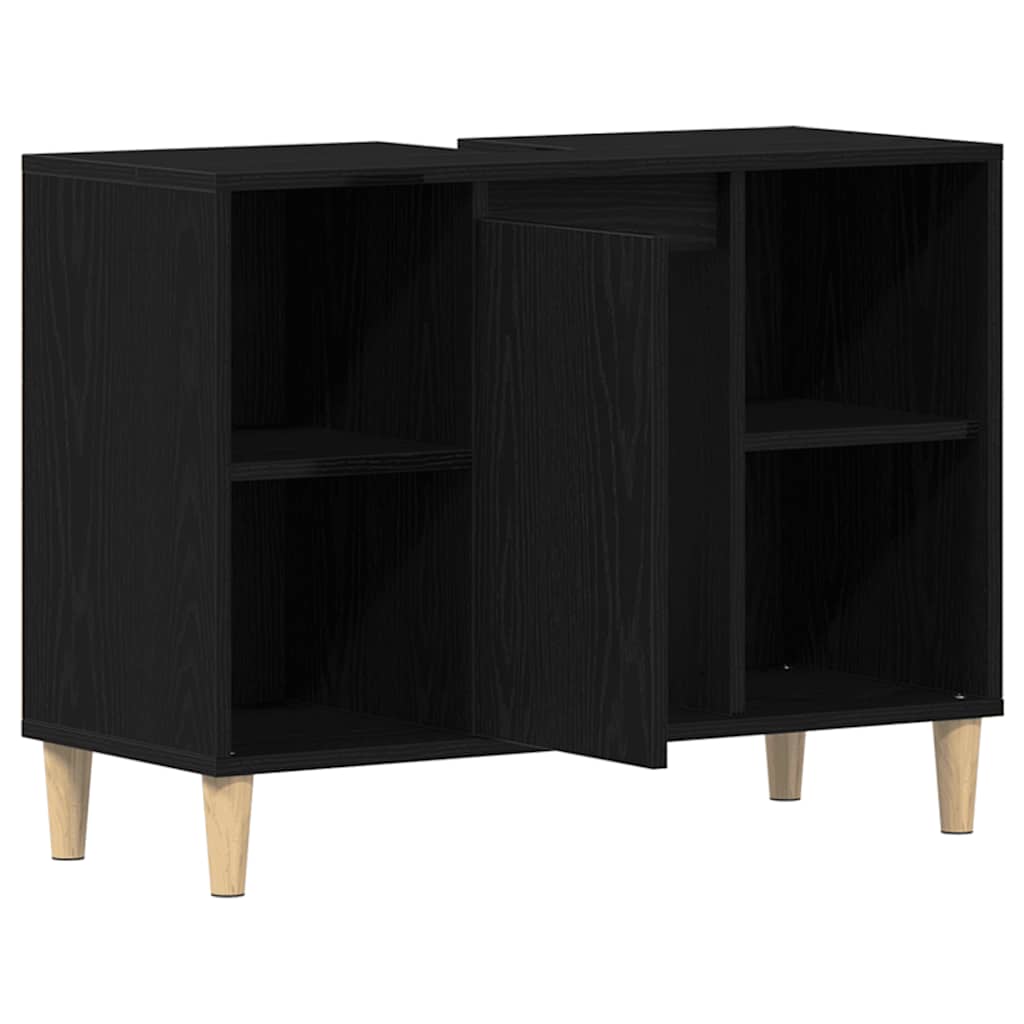 vaskskab sort egetræ 80x33x60 cm konstrueret træ