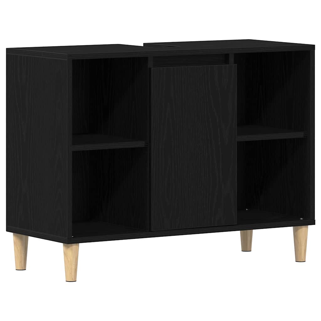 vaskskab sort egetræ 80x33x60 cm konstrueret træ
