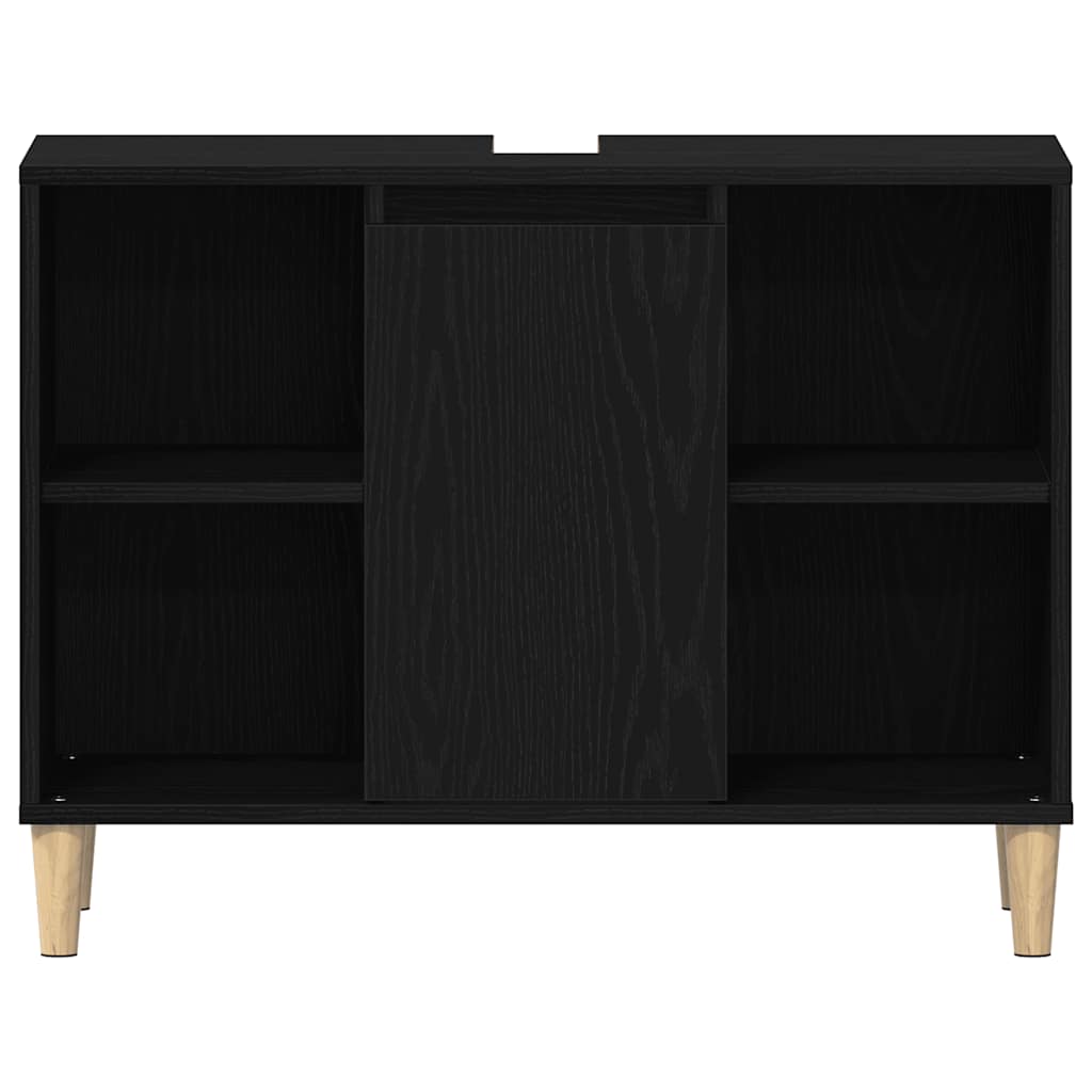 vaskskab sort egetræ 80x33x60 cm konstrueret træ