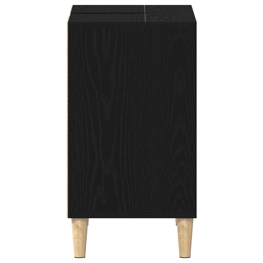 vaskskab sort egetræ 80x33x60 cm konstrueret træ