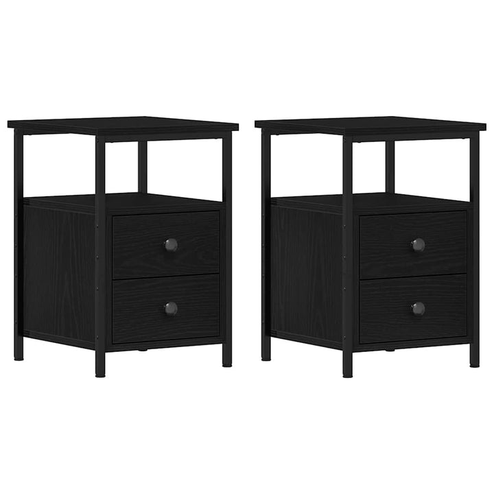 sengeborde 2 stk. sort eg 34x35,5x50 cm konstrueret træ