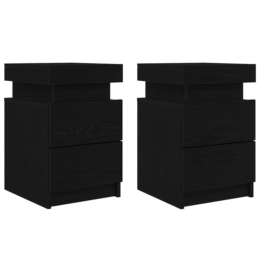 Natskab 2 pcs Sort eg 35 x 39 x 55 cm Konstrueret træ