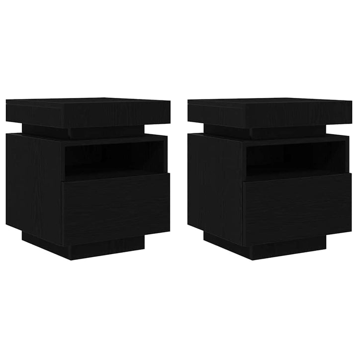 Natskab 2 pcs Sort eg 40 x 39 x 48,5 cm Konstrueret træ