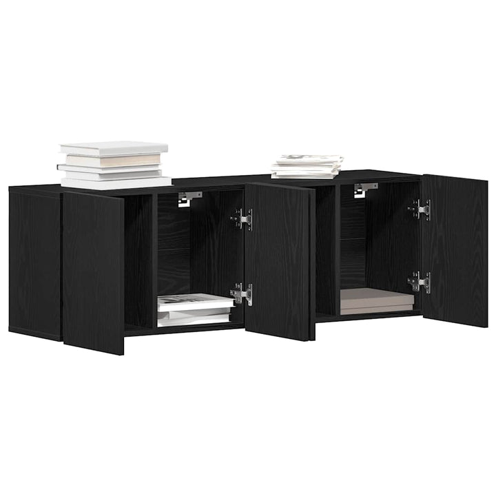 TV-skabe 2 stk. sort eg 160x30x41 cm konstrueret træ