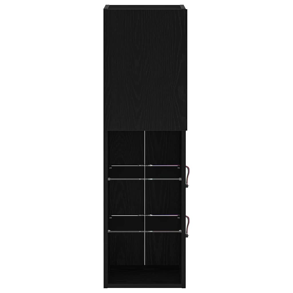 TV-møbelsæt 2 pcs Sort eg 30,5 x 30 x 102 cm Konstrueret træ