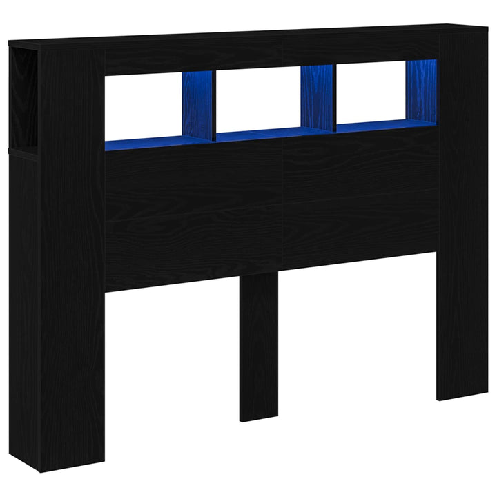 LED sengegavl Sort eg 140 x 18,5 x 103,5 cm Konstrueret træ