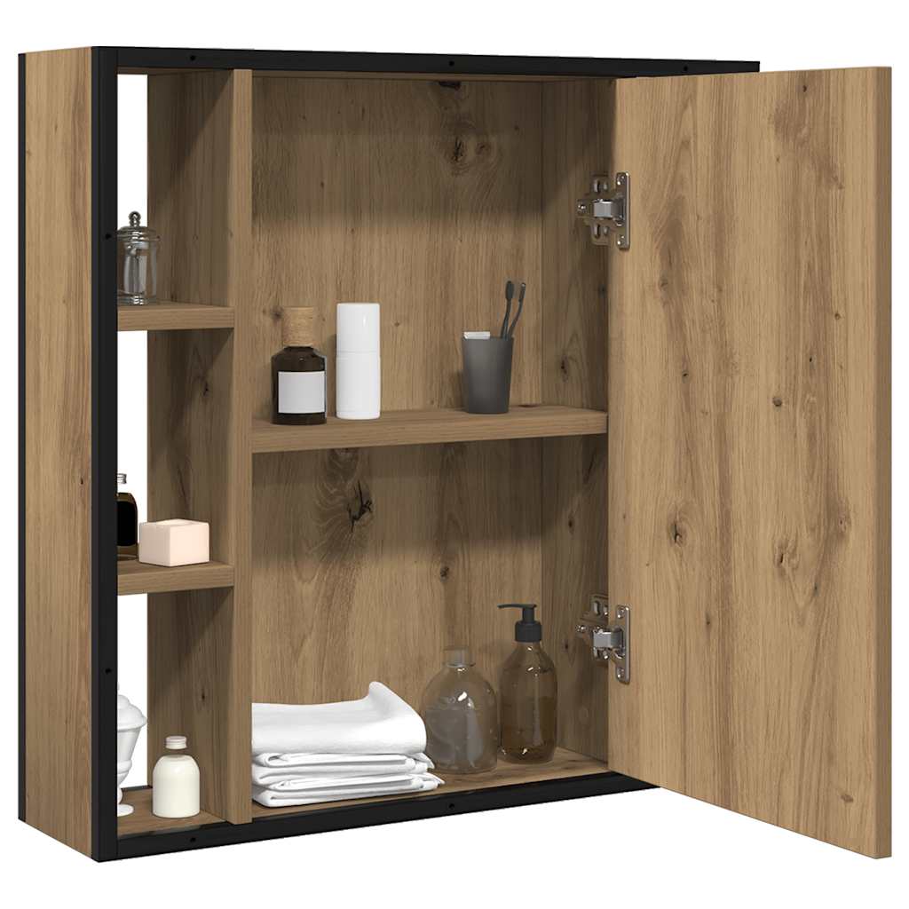 badeværelsesskab + spejl 60x16x60 cm konstrueret træ kunsteg