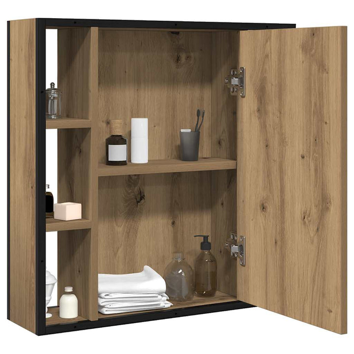 badeværelsesskab + spejl 60x16x60 cm konstrueret træ kunsteg