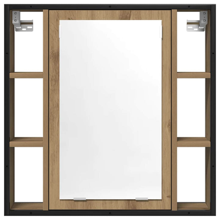 badeværelsesskab + spejl 60x16x60 cm konstrueret træ kunsteg