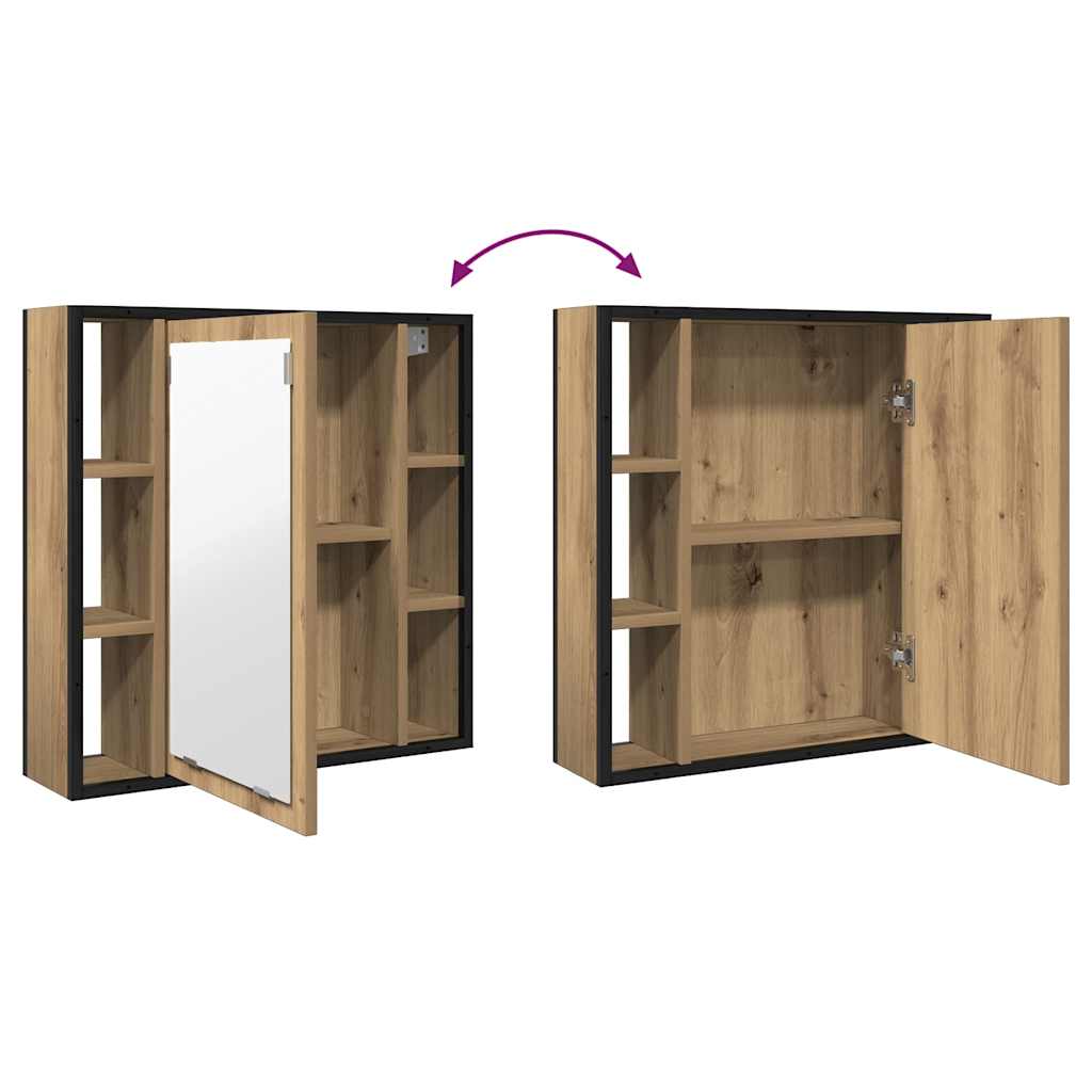 badeværelsesskab + spejl 60x16x60 cm konstrueret træ kunsteg