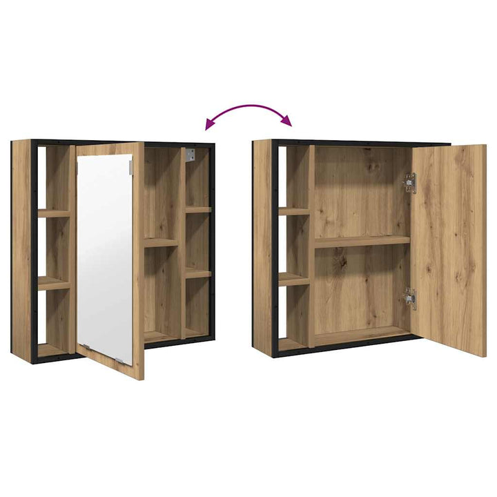 badeværelsesskab + spejl 60x16x60 cm konstrueret træ kunsteg