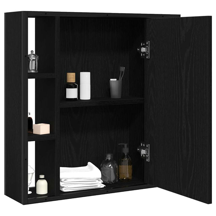 spejlskab til badeværelset sort egetræ 60x16x60 cm konstrueret træ