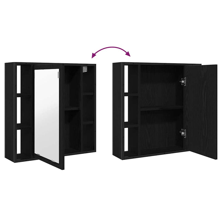 spejlskab til badeværelset sort egetræ 60x16x60 cm konstrueret træ