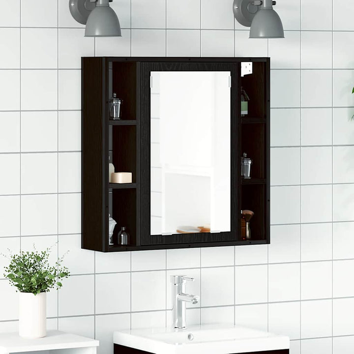 spejlskab til badeværelset sort egetræ 60x16x60 cm konstrueret træ