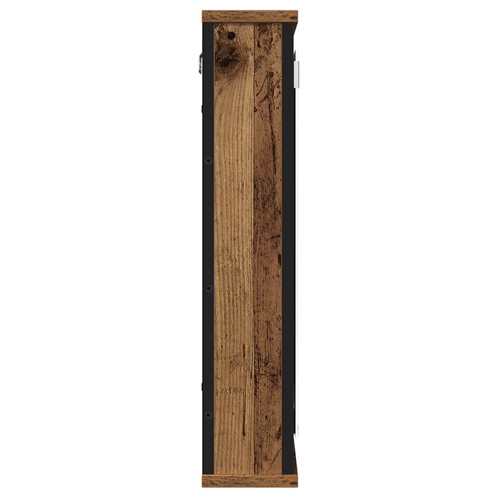 badeværelsesskab m. spejl 42x12x60cm konstrueret træ antikt træ