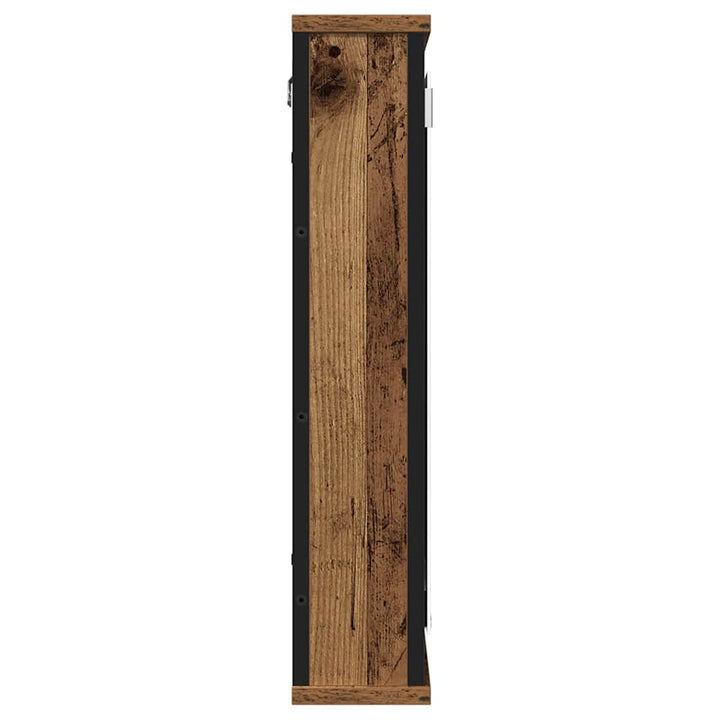 badeværelsesskab m. spejl 42x12x60cm konstrueret træ antikt træ