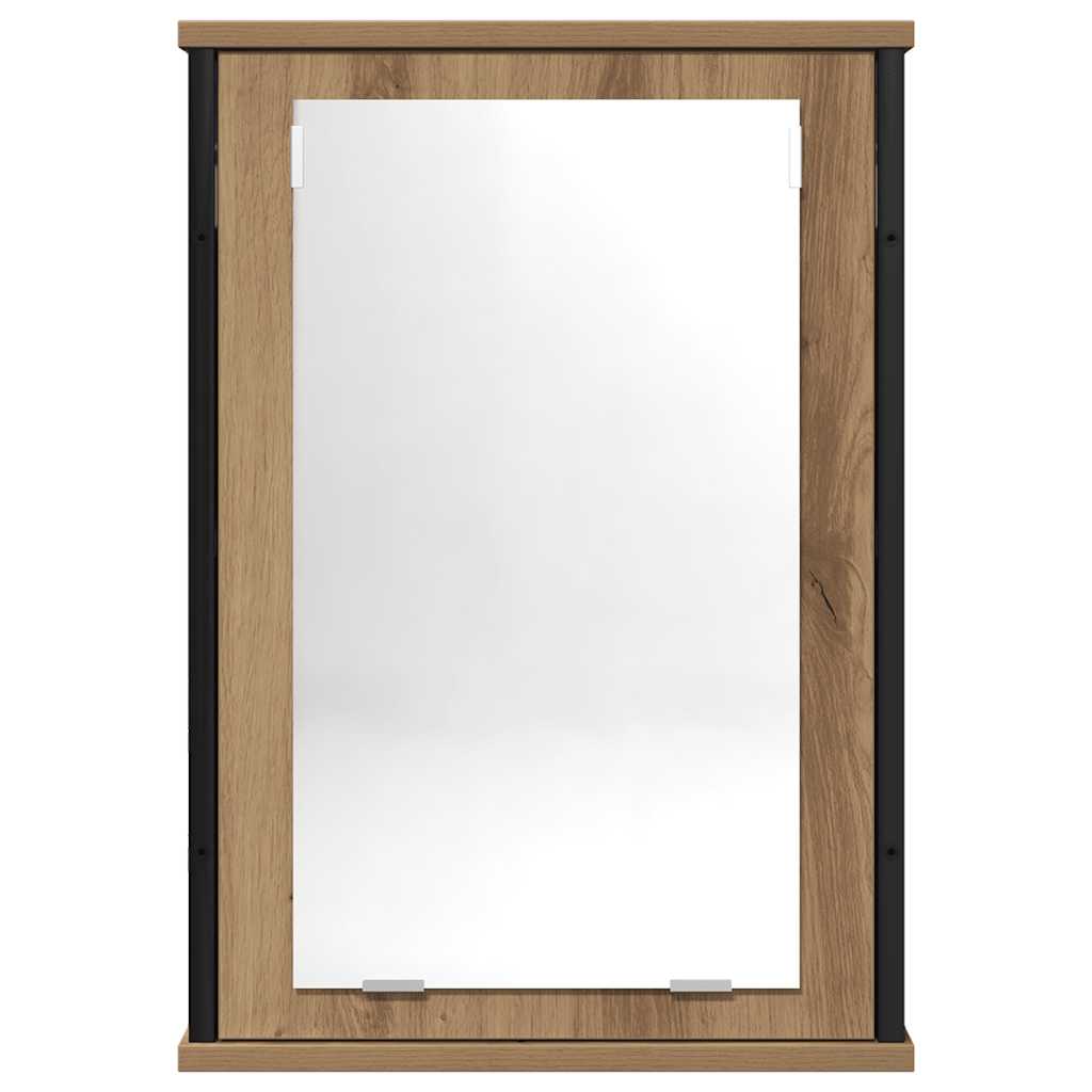 badeværelsesskab med spejl 42x12x60 cm konstrueret træ kunsteg