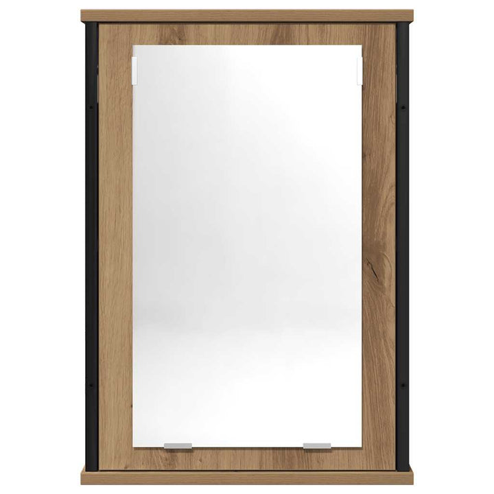 badeværelsesskab med spejl 42x12x60 cm konstrueret træ kunsteg