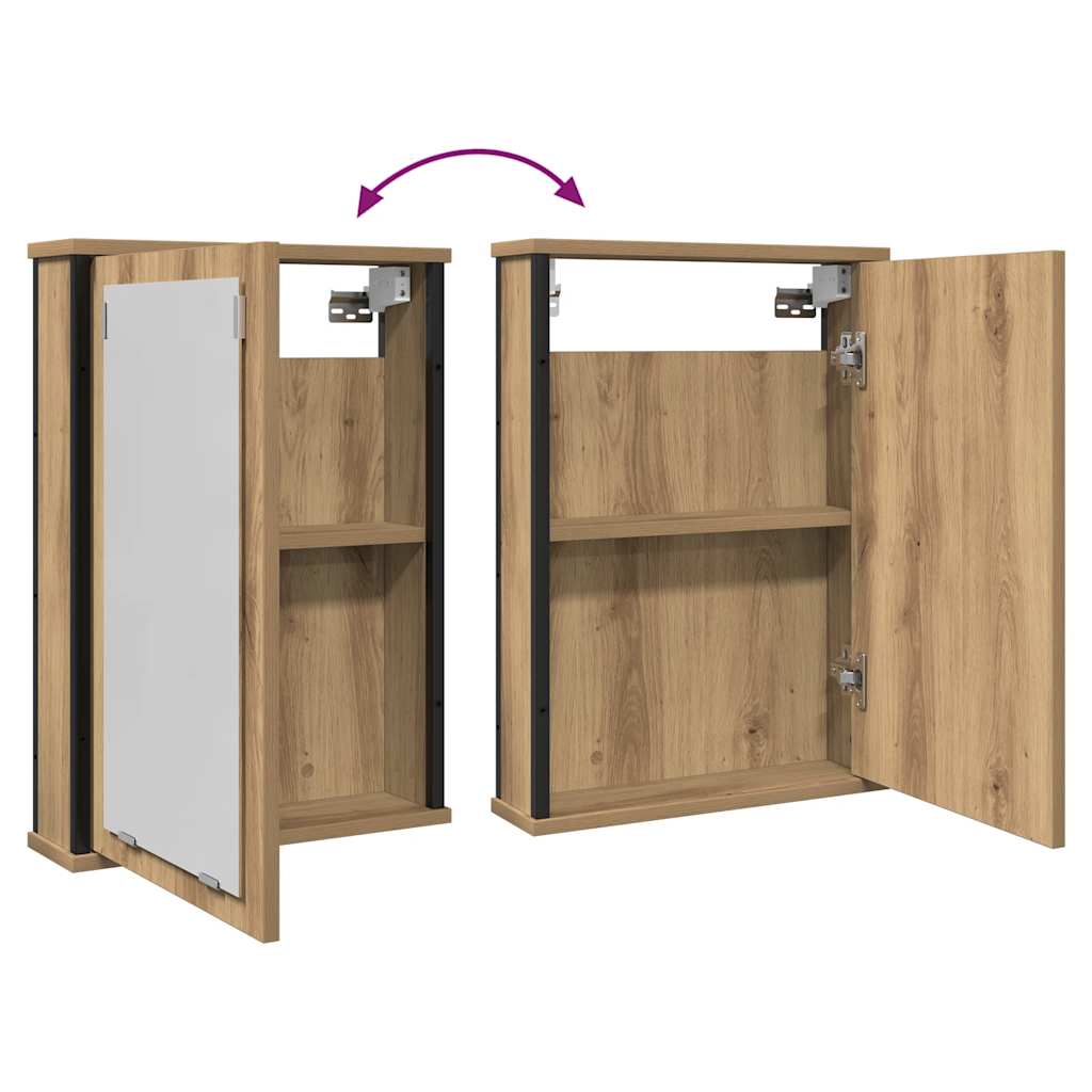 badeværelsesskab med spejl 42x12x60 cm konstrueret træ kunsteg
