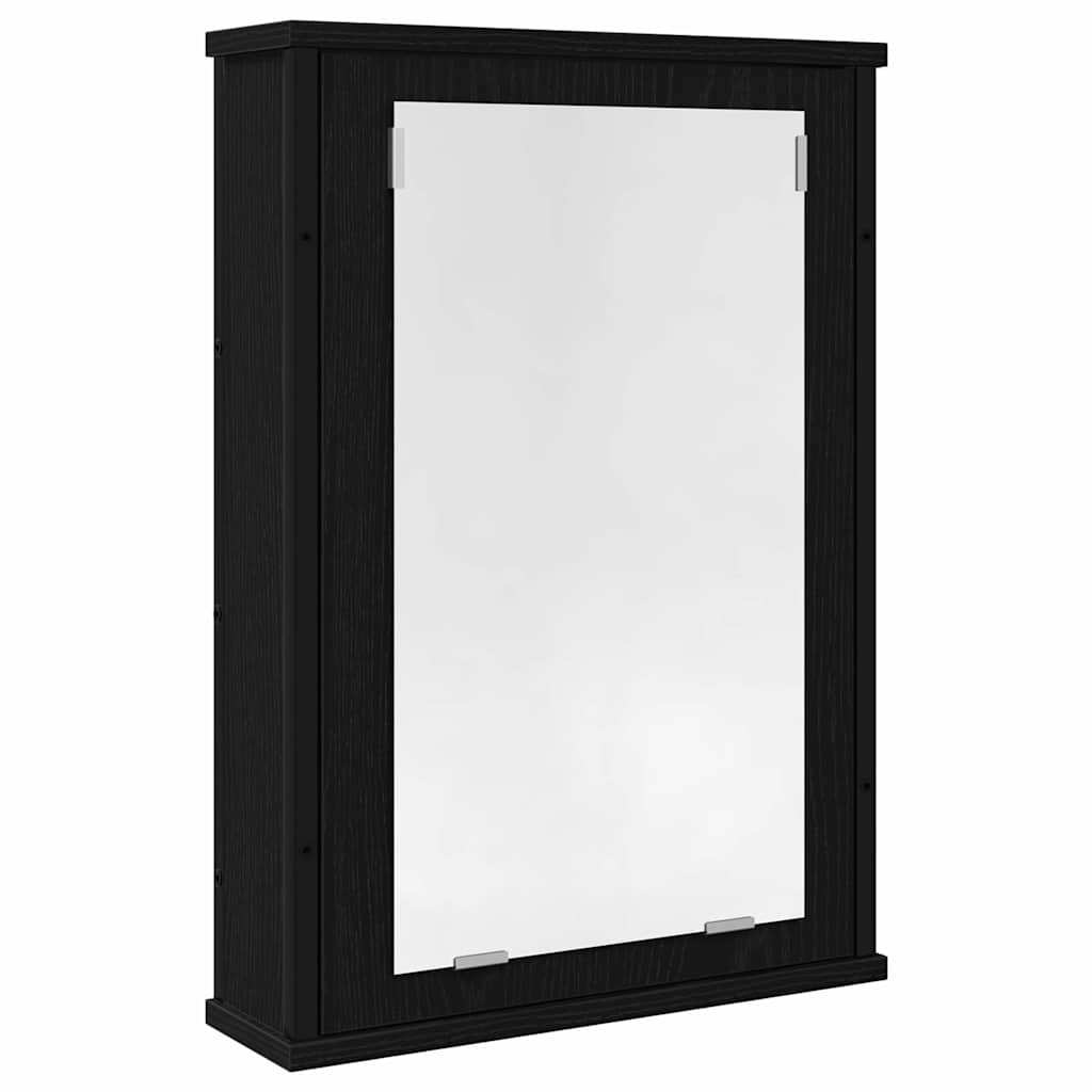badeværelsesskab med spejl 42x12x60 cm konstrueret træ sort eg