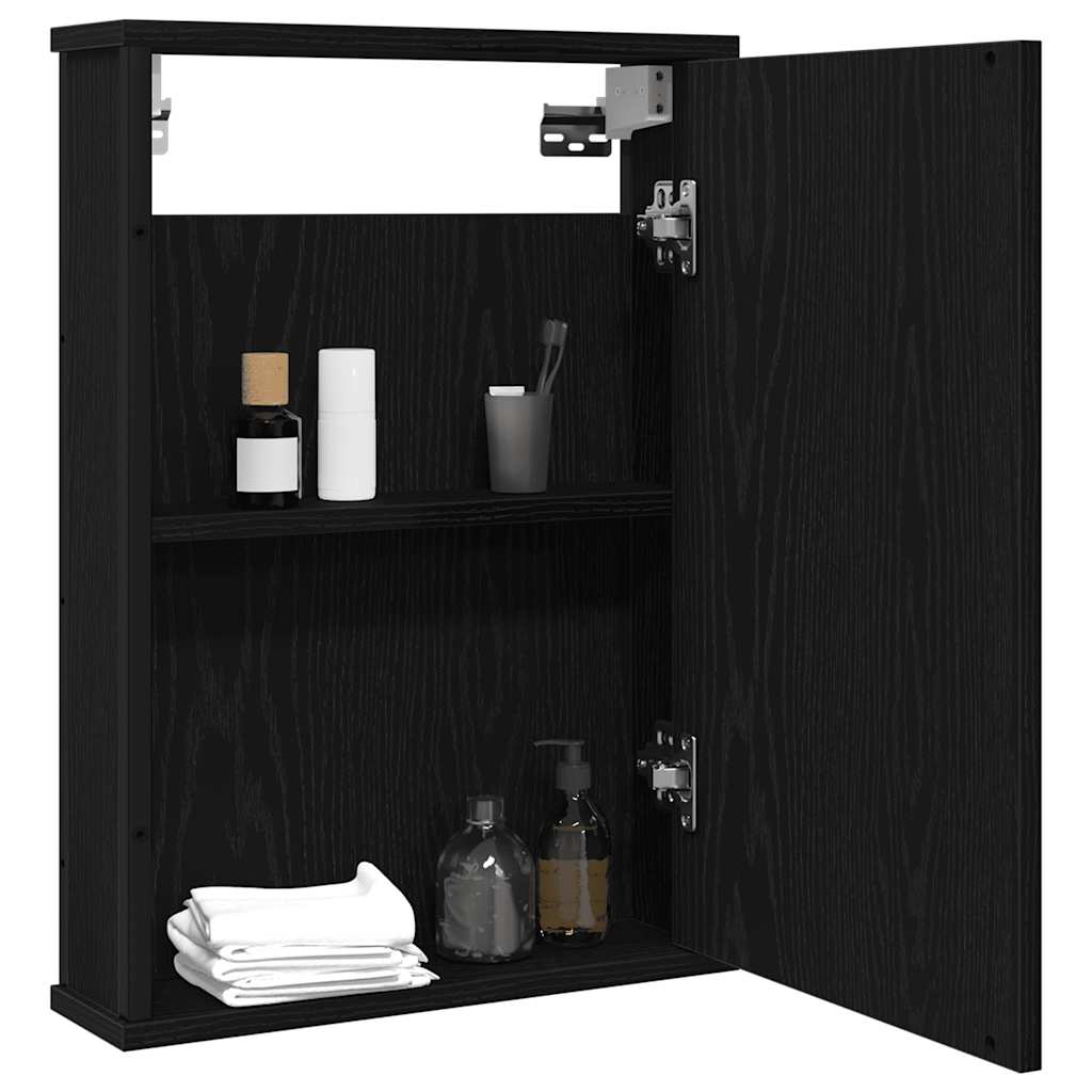 badeværelsesskab med spejl 42x12x60 cm konstrueret træ sort eg