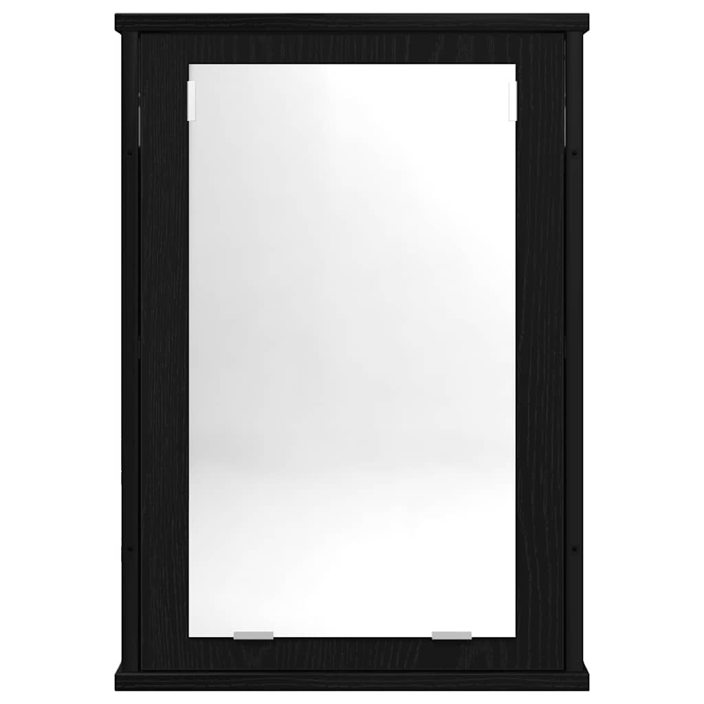 badeværelsesskab med spejl 42x12x60 cm konstrueret træ sort eg